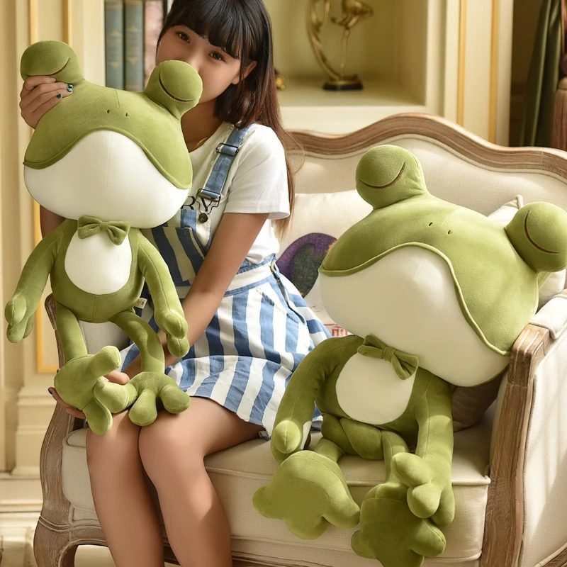 Dorimytrader Pop Lovely Big Cartoon Frog Plush Toys Soft Stuffed Anime Green Frog Doll Animals Pillow for Kids Gift Decoration 50cm 70cm 80cm DY61941 (10)