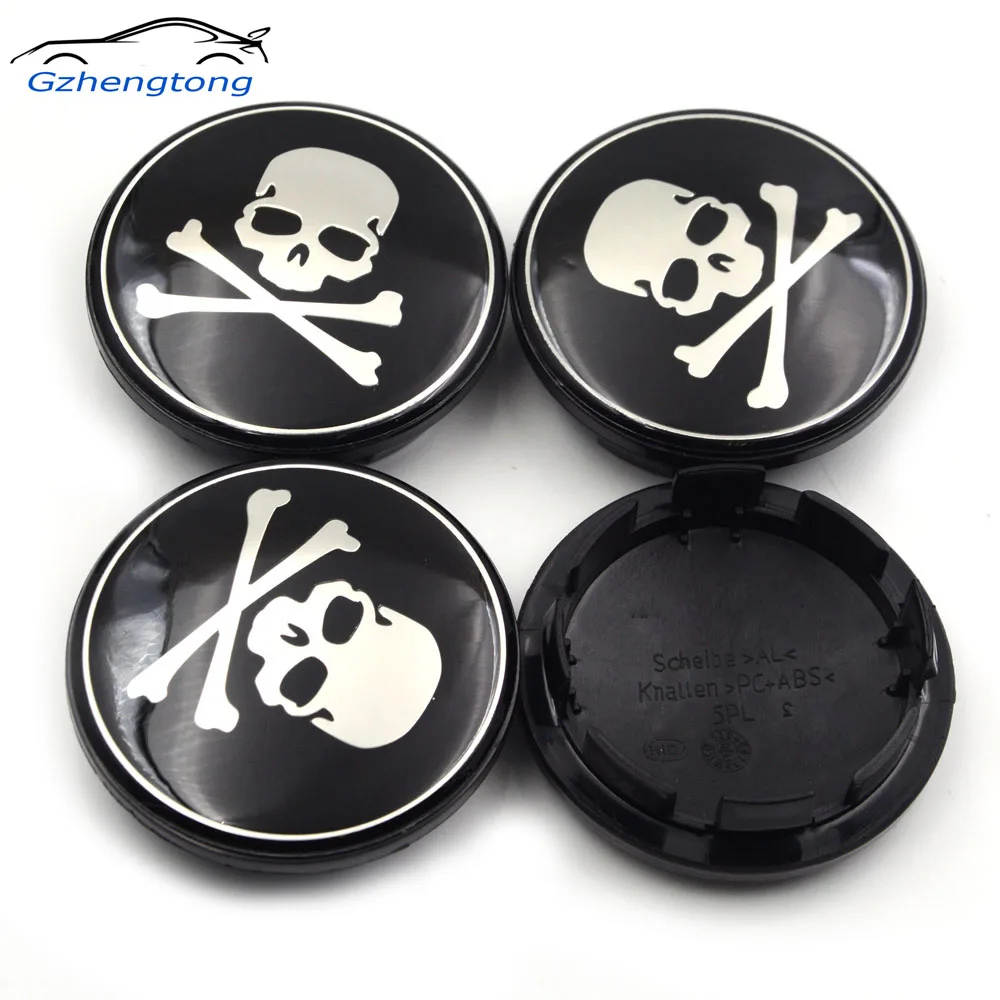 

Gzhengtong 4pcs/lot 65mm Wheel Center Hub Caps Skull Badge Emblems for Golf Jetta Mk5 Passat B6 for VW 3B7 601 171 Car styling