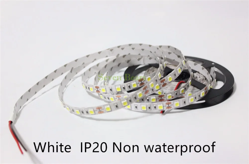 IP20/65/67 Белый/Черный PCB DC12V светодиодные ленты 5050 SMD 5 м 300led 60led/м белый/теплый белый/RGB гибкая светодиодная лента из водонепроницаемого материала