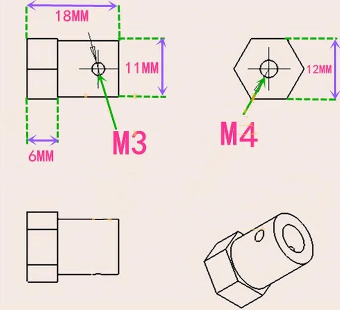 1 шт. 3-6 мм K307 Сталь шестиугольная 7 мм Длина муфта RC smart DIY вал для автомобиля муфта части