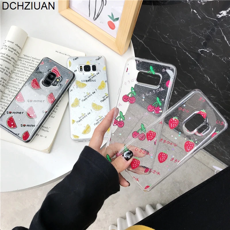 

DCHZIUAN Summer Fruit Case For Samsung Galaxy S10 S10 Plus S10e S8 S8plus S9 Plus NOTE 9 Note 8 Bling Soft Phone Case Cover