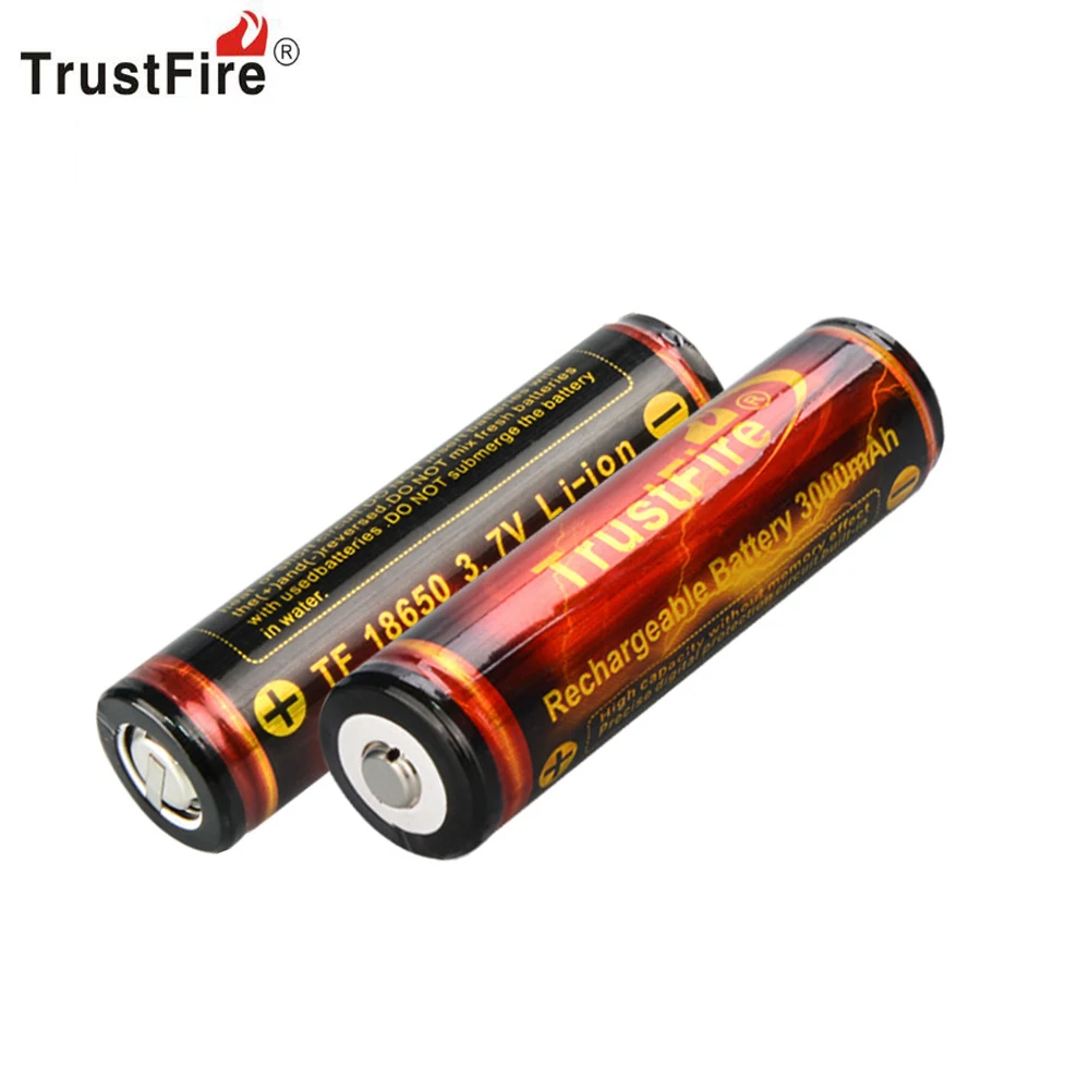 

2PCS/LOT TrustFire Full Capacity 3000mAh 18650 3.7V Li-ion Rechargeable Battery with Protected PCB By Camera Torch Flashlight