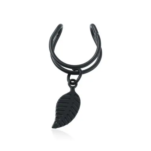 Black Leaf 1 шт. клипсы для ушей в виде листьев, серьги-кольца, серьги для пирсинга хрящей простоты, популярные модные серьги в подарок - Окраска металла: Black Leaf