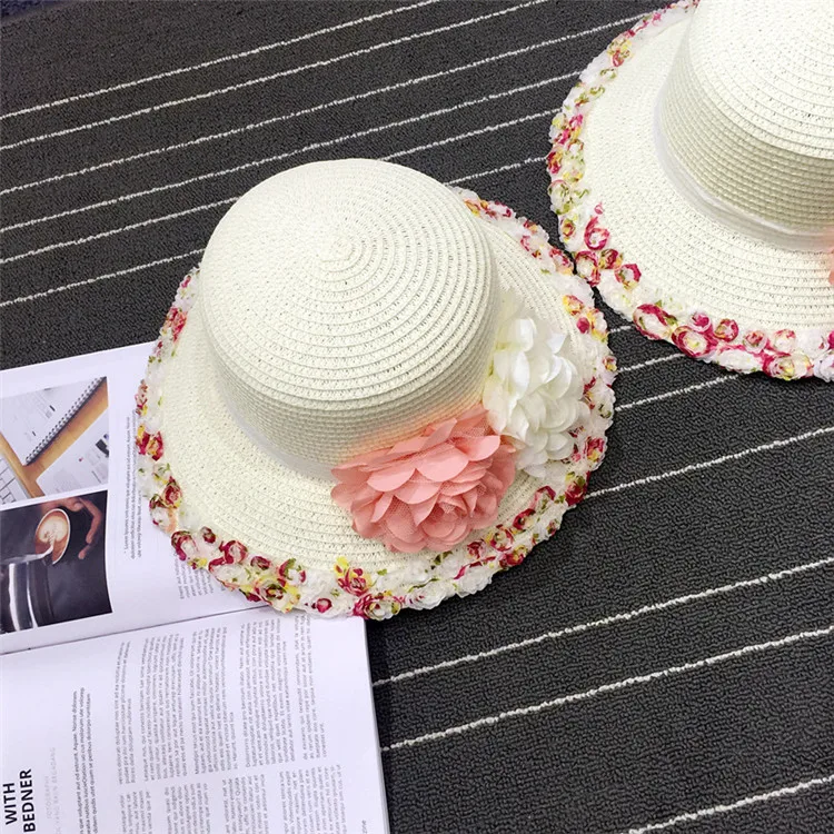 2018 Summer New Arrived Sweet Lady Lace Floral Straw Hat Outdoor Sunscreen Casual Beach Sun Hat ACA79 (6)