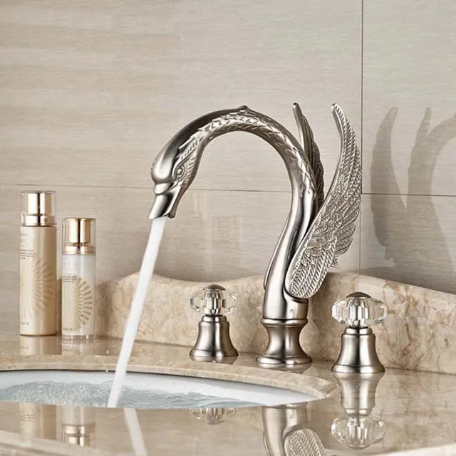 Crystal Handles Widespread Brushed Nickel Bathroom Faucet Vanity Crystal Handles Widespread Brushed Nickel Bathroom Faucet Vanity Sink Mixer Tap