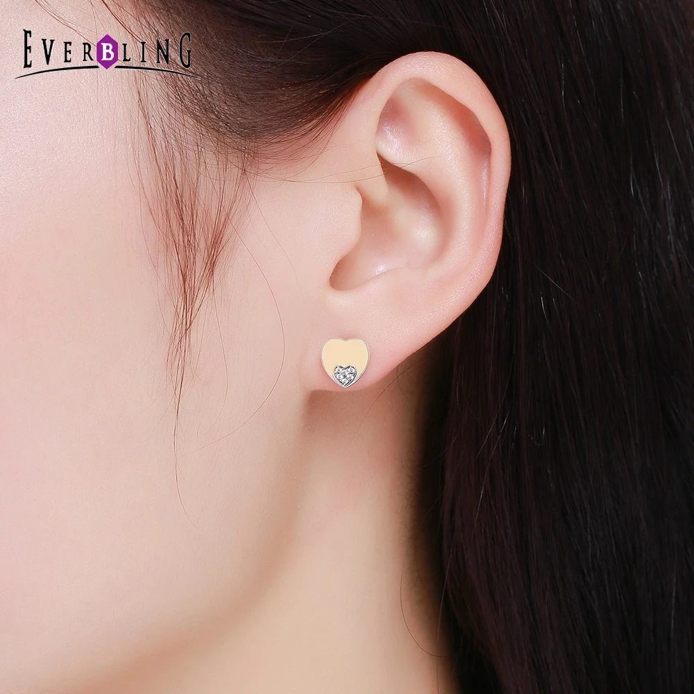 Everbling weet Сердце CZ Эмаль серьги 100% 925 пробы Серебряный Шарм бусы Подходит