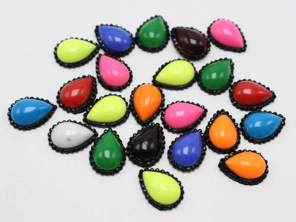 100 kar k emaye renk siyah noktal Rhinestone Flatback akrilik g zya 
