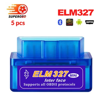 

5pcs Mini ELM327 Bluetooth Interface V2.1 OBD2 OBDII scanner Auto Diagnostic-Tool for Android Torque/PC OBD 2 ELM327 adapter