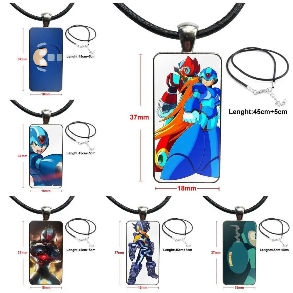 

For Women Jewellery Megaman Mega Man X (character) Design Fashion Vintage Glass Women Rectangle Necklace Pendants