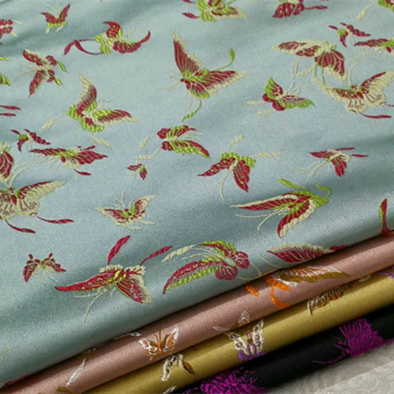 

CF74 1 Yard Butterfly Japanese Style Silk Brocade Jacquard Fabric Kimono Clothing Fabric Chinese Cushion Cover Fabric DIY Fabric