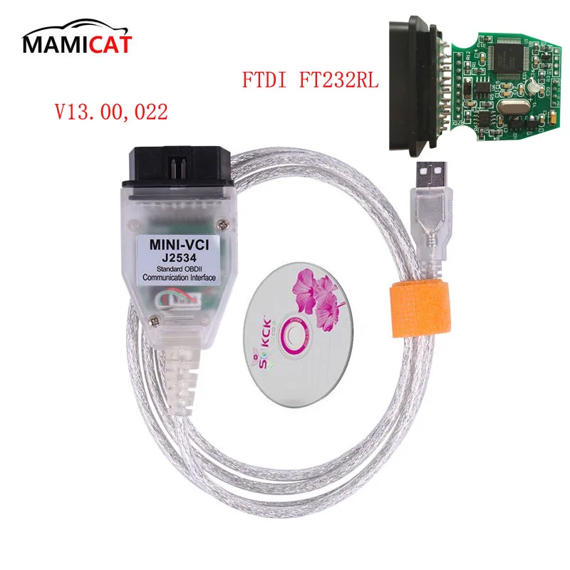

MINI VCI j2534 TIS Techstream V13.00.022 MINI-VCI Interface For toyoto Single Cable OBD2 Diagnostic Tool Free Shipping