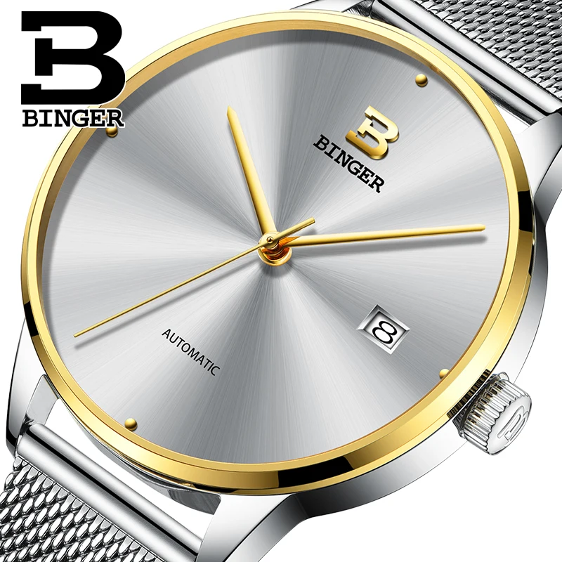 Seiko Automatic Movement BINGER Brand Luxury Mechanical Watch relogio masculino Simple Business Wristwatch Waterproof B 5080 5|wristwatch