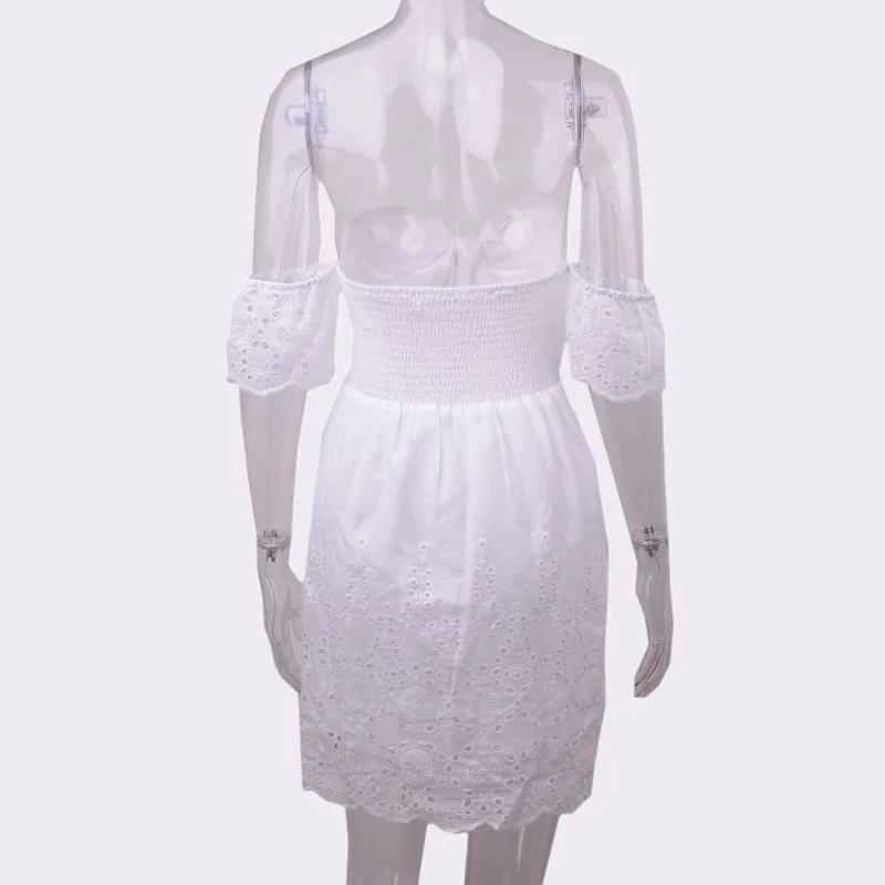 RUGOD новое летнее белое Горячее предложение праздничное сексуальное хлопковое вышитое открытое женское платье с открытыми плечами