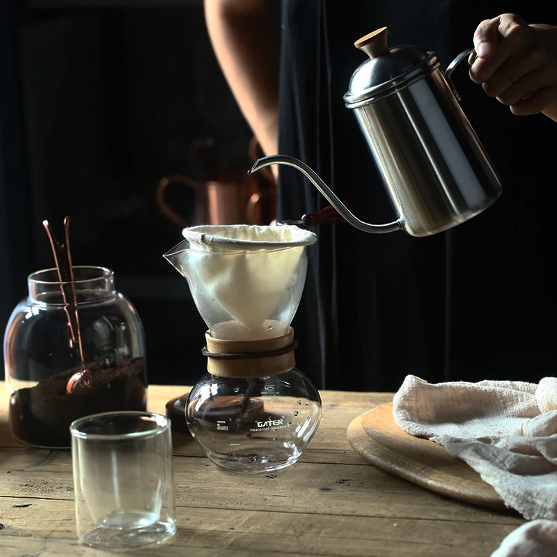 

Nordic Glass Storage Bottle Flannel Filter Stainless Steel Coffee Hand Pot Life Enjoyment Coffee Storage Home Organizer