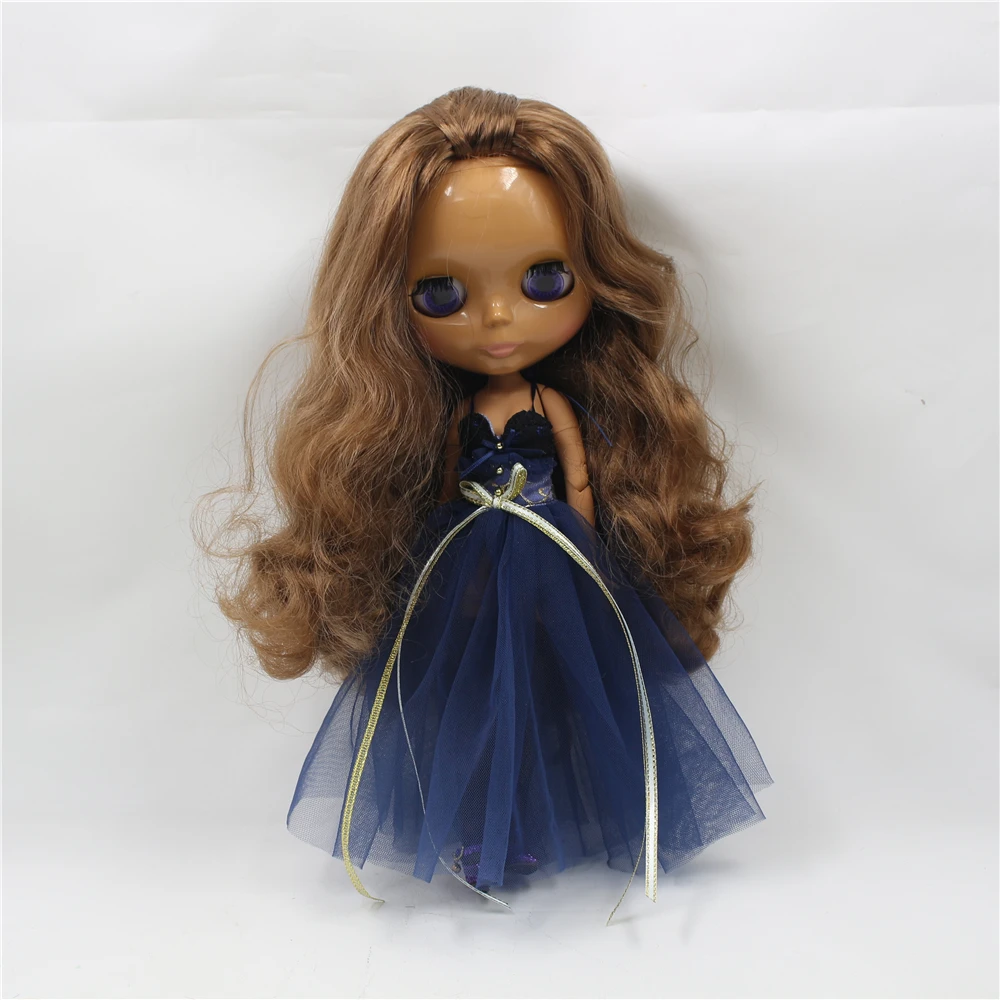 

Free shipping Clothes For 1/6 Blyth Deep Blue & Light Yellow Long Lace Sexy Dress 30cm doll ICY Bjd DIY fashion accessiories