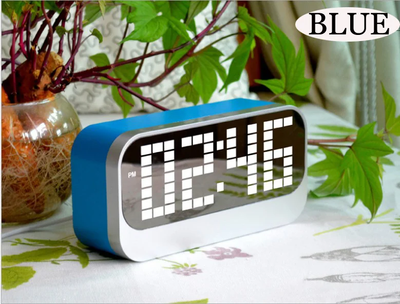 New LED Mirror clock Electronic Desk Clock Snooze Radio Nixie big Digital Clock Table Watch Bedside Alarm Clock home decor