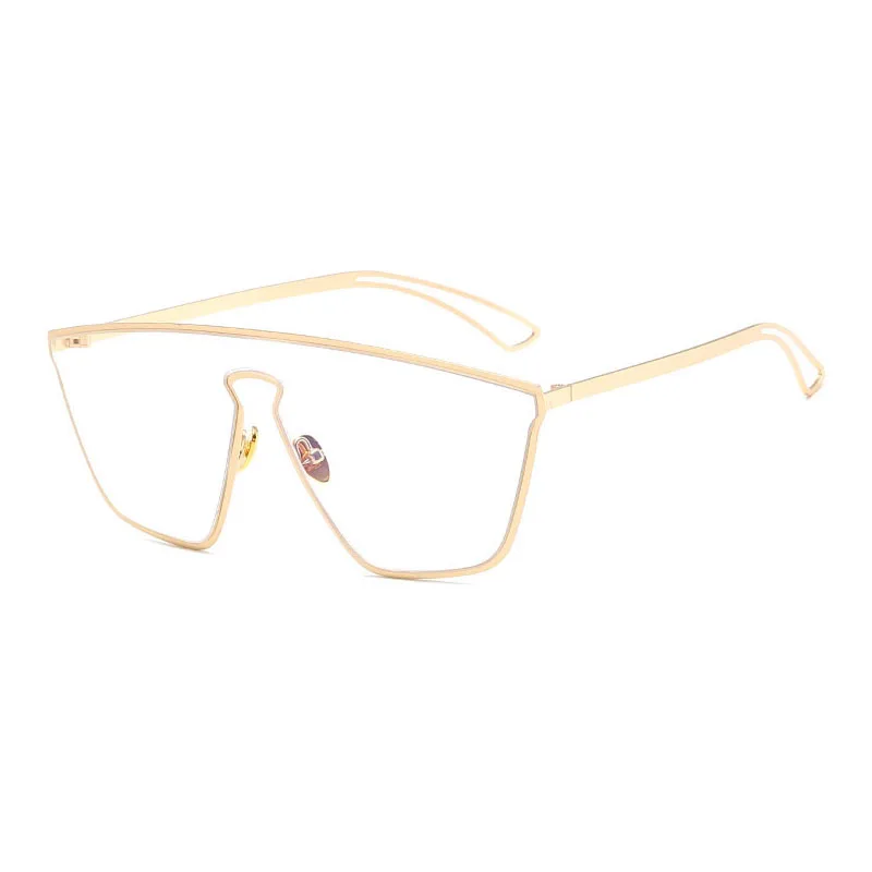 OKULARY Nuevo Oversized Metal Frame Mujer Gafas De Sol Oro Claro Gafas