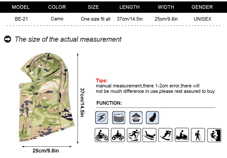 Камуфляжная наружная Балаклава, маска для лица, велосипедная, лыжная, велосипедная, для катания на сноуборде, головные уборы, шлем, лайнер, тактическая Кепка для пейнтбола