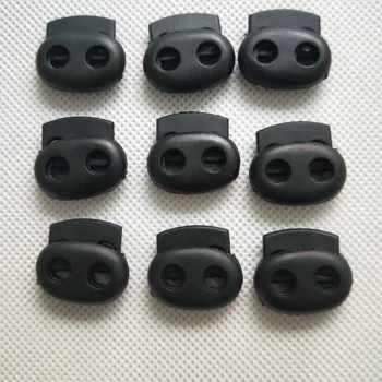 

100pcs Pack Plastic Cord Lock Clip Clamp 2 hole Toggle Stopper 2mm Rope Garment Paracord Shoes