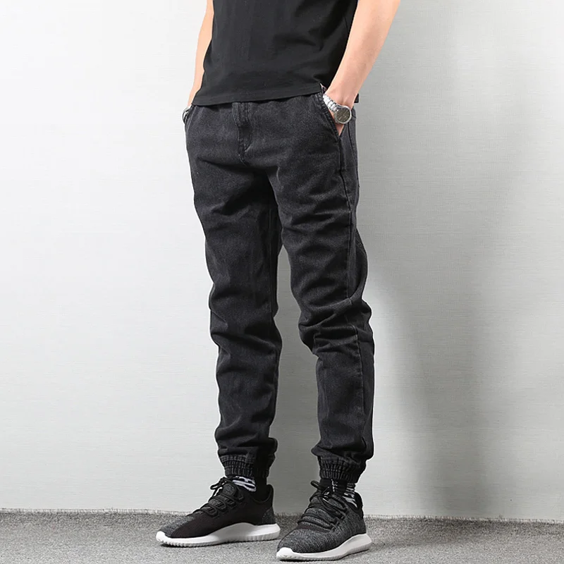 denim joggers black