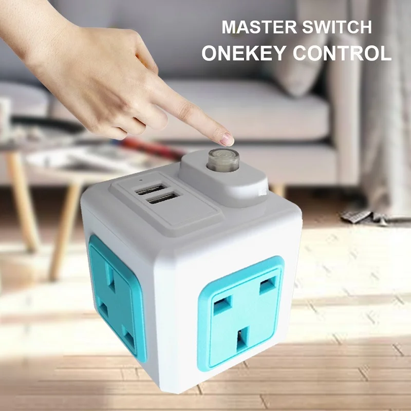 13A UK smart plug Мощность куб удлинитель розетка Dual USB Великобритания вилка адаптер для