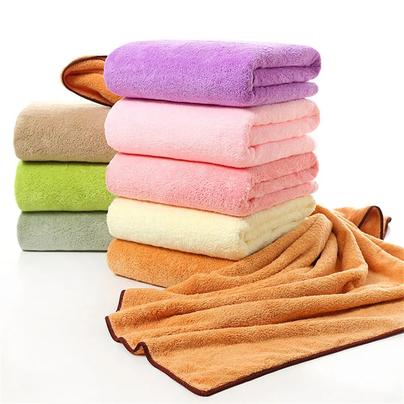 New Arrival Microfiber fabric Solid Coral Cashmere Bath Towel Beauty Salon Sauna Spa Bathrobes Absorbent Beach Towels for Adults