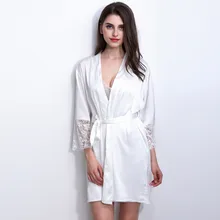 С рукавом средней длины: сексуальная женская одежда для сна халаты Большие размеры M L XL XXL кружева натурального шелка женский банный халат