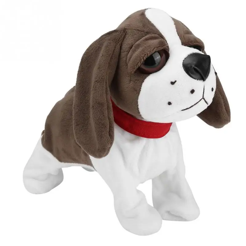 Звуковое управление электронная собака плюшевая кукла собака Электронные Домашние животные Звуковое управление робот собаки детский подарок - Цвет: Кофе