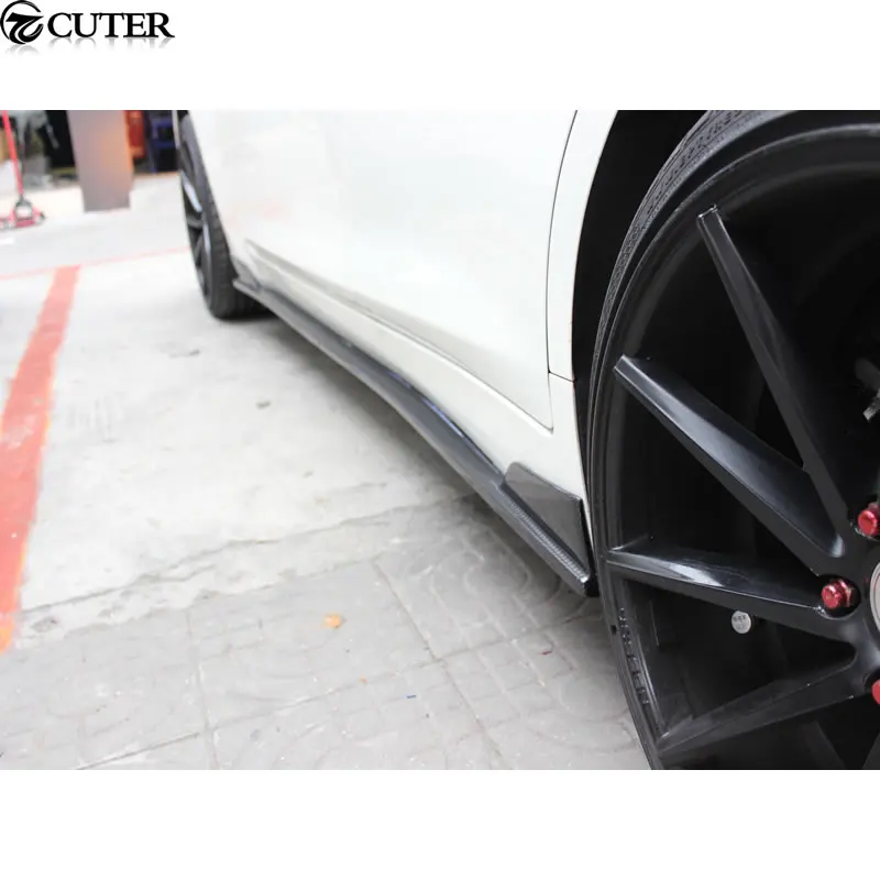 Q50 автомобиль-Стайлинг углеродного волокна авто боковые юбки боковые губы наборы для infiniti Q50 короткая версия 2014UP