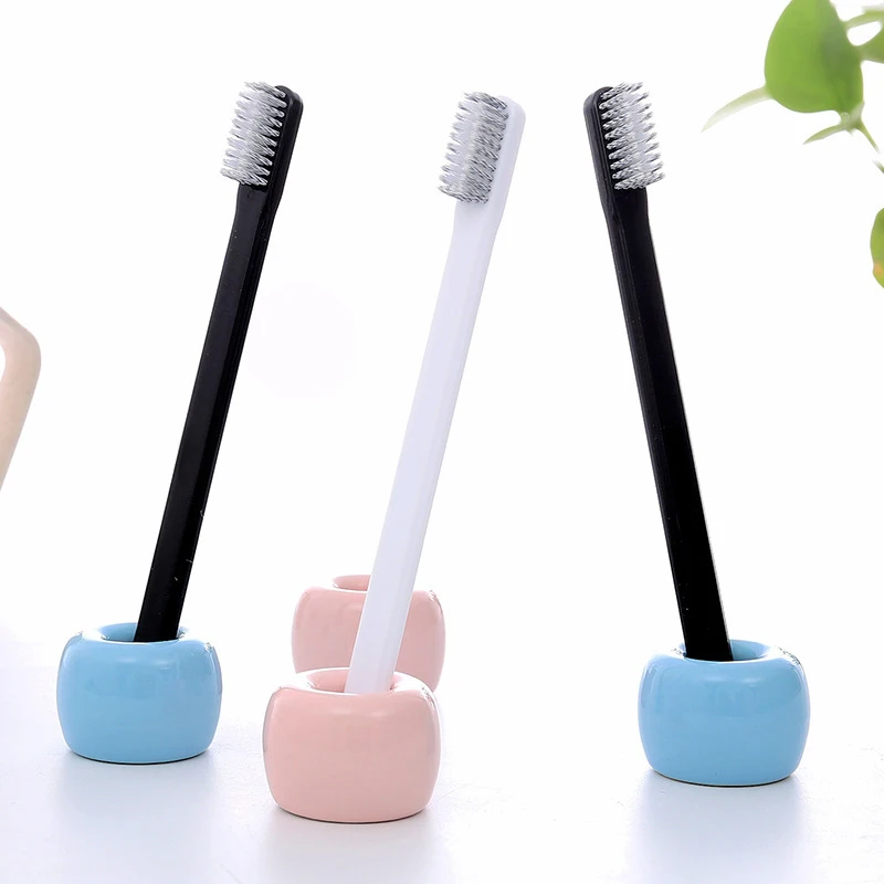 Black And White Couple Toothbrush Soft Slim Tip Toothbrush Charcoal Bristle for adults eco friendly bamboo tooth brush