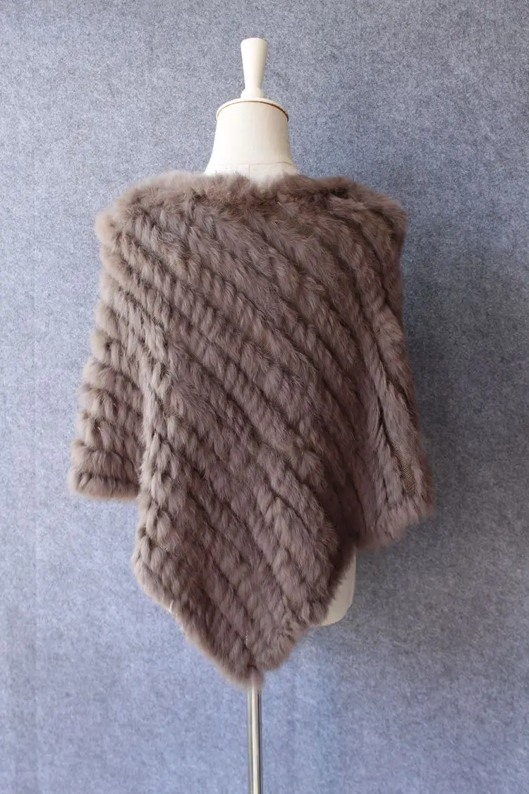 Осень-зима, женское пончо из натурального натурального кроличьего меха, треугольная шаль, Женский пуловер из натурального меха пашмины