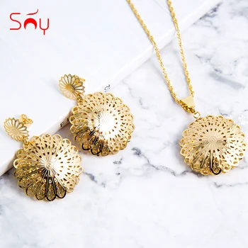 

Sunny Jewelry Vintage Jewelry Sets For Women Earrings Pendant Necklace Flower Pattern Fairy Jewelry Sets For Birthday Engagement