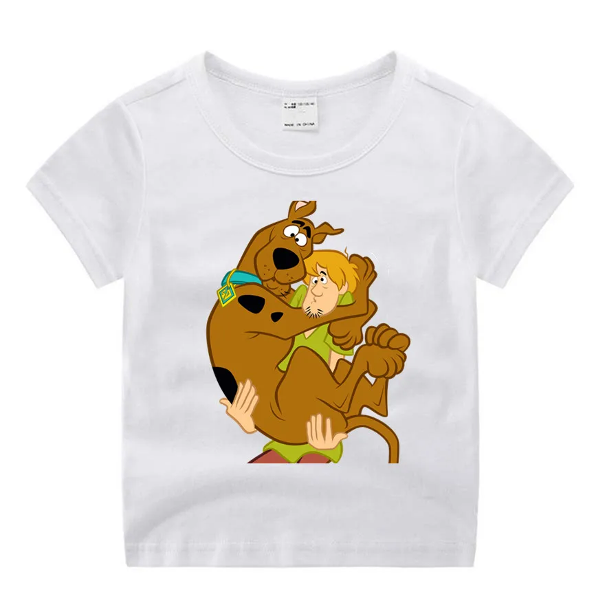 Дети мультфильм фильм «Скуби Ду» смешной мультяшный принт футболка Для детей, на лето топы с круглым вырезом для мальчиков и девочек футболка детская одежда - Цвет: P644-3