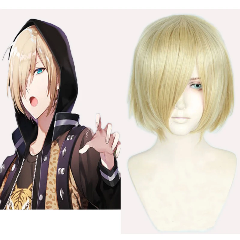

Anime Yuri!!! on Ice Yuri Plisetsky Yurio Short Blonde Heat Resistant Cosplay Costume Wig + Wig Cap