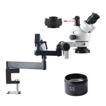 

3.5X-45X Trinocular Stereo Zoom Microscope,0.7X-4.5X Zoom Objective, 144 LED Ring Light Mobile Phone Repair Microscope 1/0.5XCTV