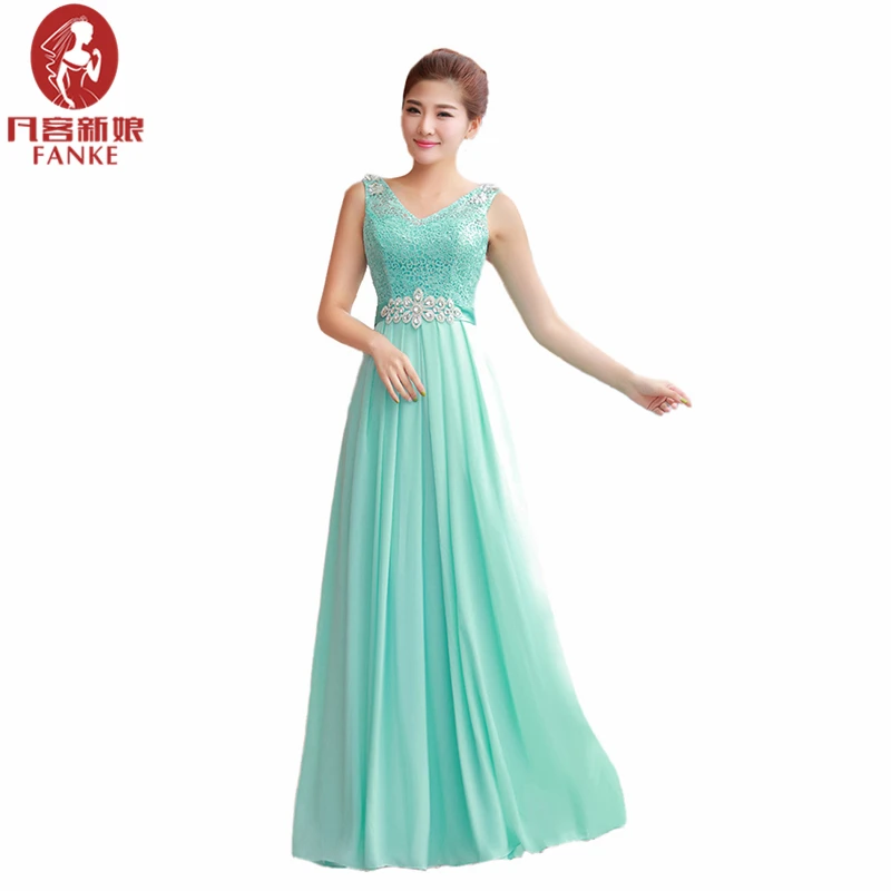 Mint Evening Dresses 2017 A-Line V Neck Cap Sleeve Long Gown Beaded Appliques Lace Prom Chiffon | Свадьбы и торжества
