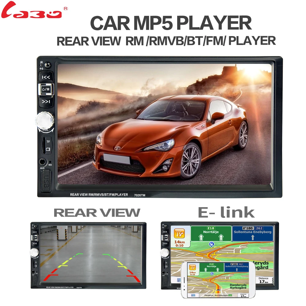 

7" Touch Screen 7026 Car Bluetooth MP5 Player GPS Navigation Support TF USB AUX FM Radio Rearview Camera Steering Wheel Control