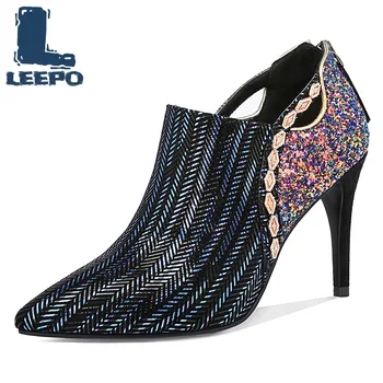 

High Heels Pumps Shoes Women Spring Party Pointed Toe Blue Woman Genuine Leather Comfort Sheepskin Pumps Ladies Stilettos