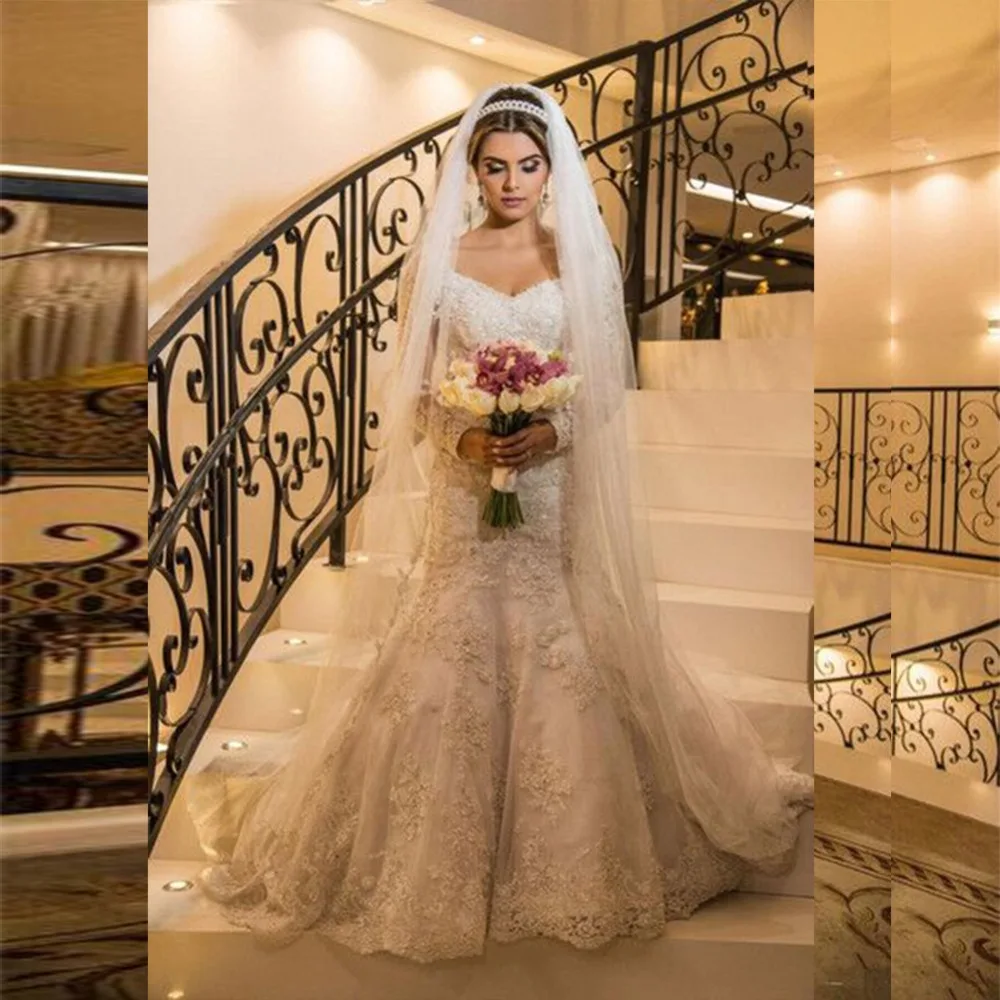 Женское свадебное платье с длинными рукавами Ryanth Vestido De Noiva винтажное Прозрачное