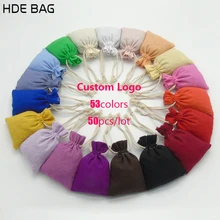 Льняные мешочки упаковка ювелирных изделий/макияж/подарок/Свадебные/вечерние/хранения/обуви/Sweet Candy мешок шнурок разноцветная сумка Печать логотипа пользовательские