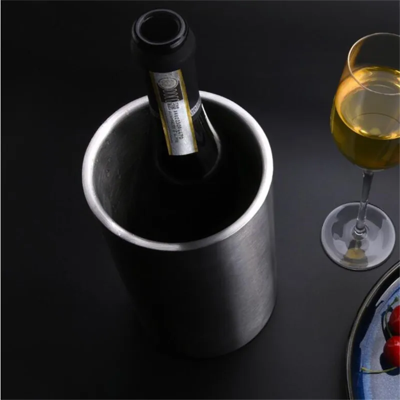  Xiaomi Stainless Steel Double-deck Ice Bucket Champagne Bucket Wine Bucket Wine Barrel Container Kitchen Toolscontainer (8)