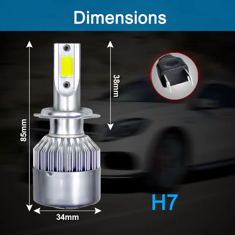 2 предмета в комплекте, весом 9-36V светодиодный C6 автомобилей головной светильник светодиодный светильник 36W автоматического включения фар 6000 К светильник H1 H3 H7 H11 H13 9004 9005 9006 36 Вт 3800LM лампы - Испускаемый цвет: H7