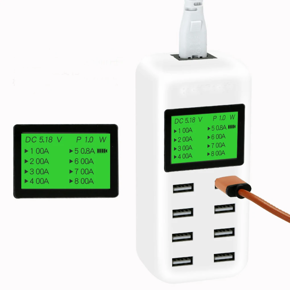 8 منافذ USB الهاتف المحمول اللوحي 2.4A العالمي شاحن شاشة الكريستال السائل الجهد الحالي شاشة شحن محول