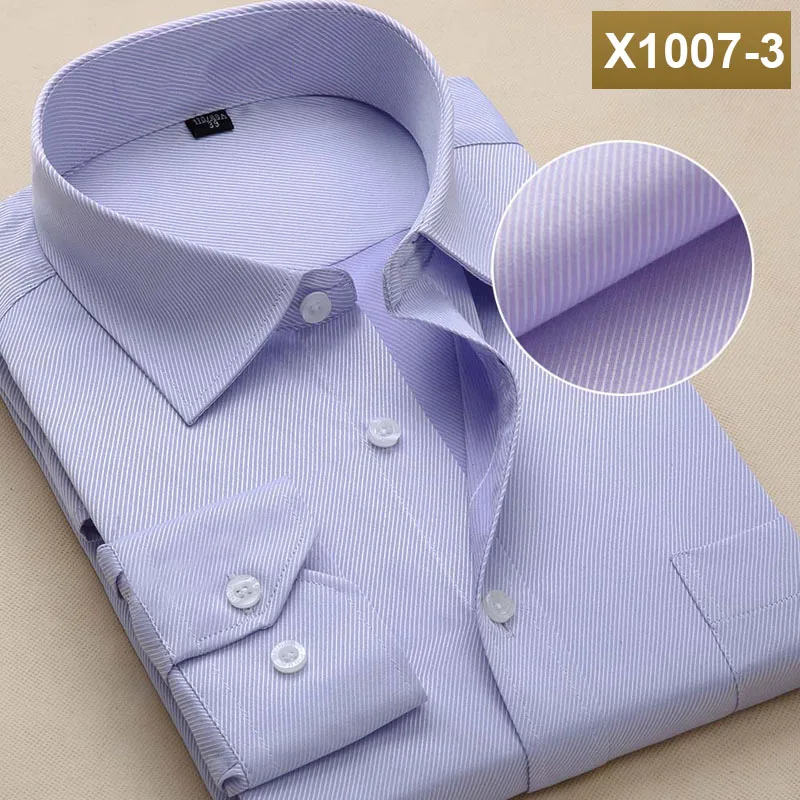 Мужские рубашки размера плюс с длинным рукавом, одноцветные деловые официальные белые мужские рубашки, модные мужские рубашки больших размеров - Цвет: X1007-3