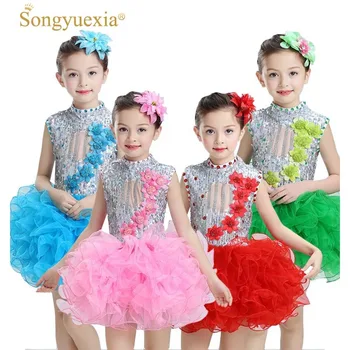 

Songyuexia bambini jazz prestazioni abiti tutu paillettes Latin dress per bambini moderni costumi di danza abiti per le ragazze