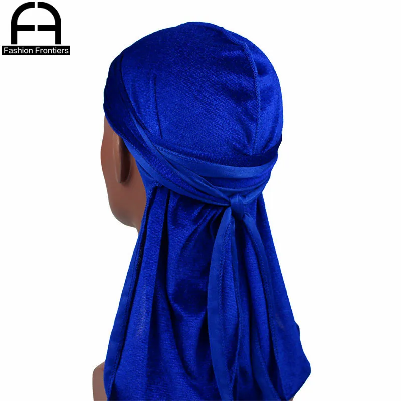 

Men Women Velvet Durag Breathable Thin Bandanas Turban Hat Long Tail Waves Cap Headwrap Do Du Rags
