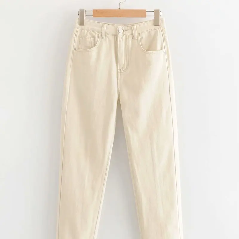 

Fashion Women The European and American fashion cream-colored jeans HY60-8668