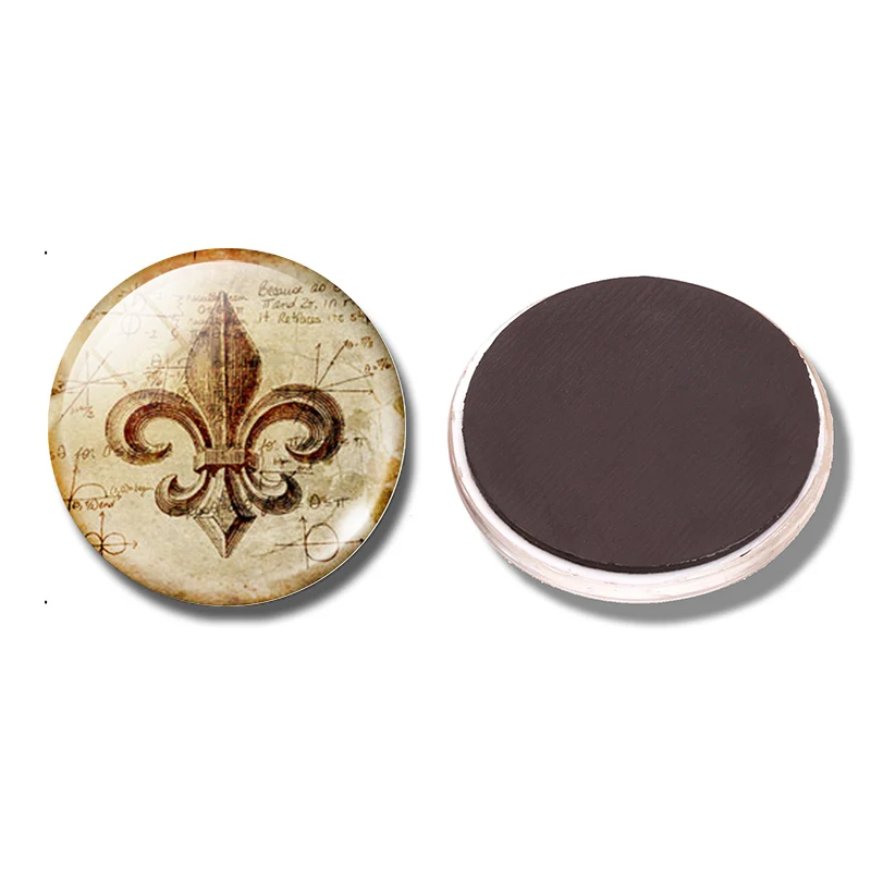 

1p Fleur De Lis 30 MM Fridge Magnet Fleur De Lis Noble Glass Cabochon Note Holder Magnetic Refrigerator Stickers Home Decoration