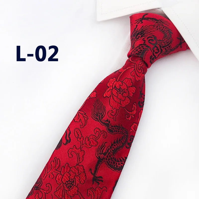 Классические шелковые мужские галстуки, дизайн, Китай, талисман, галстуки 8 см, китайский дракон, галстуки для мужчин, официальные, деловые, свадебные, вечерние, Gravata - Цвет: L-02