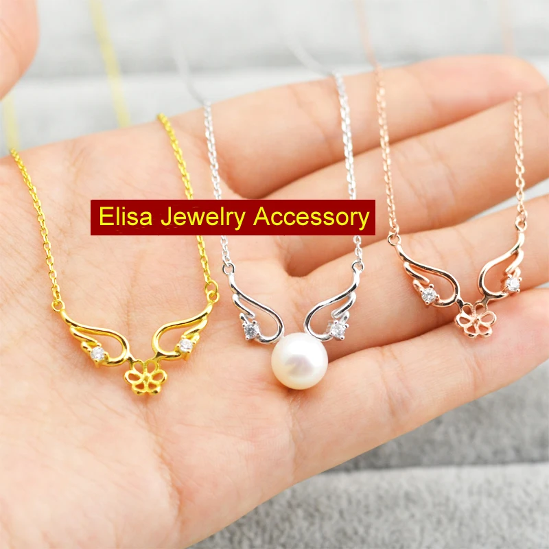 Angel Wings Pendant Chain Accessory S925 Sterling Silver Necklace Components Silver/Gold/Rose Gold Color 3Pieces/Lot | Украшения и
